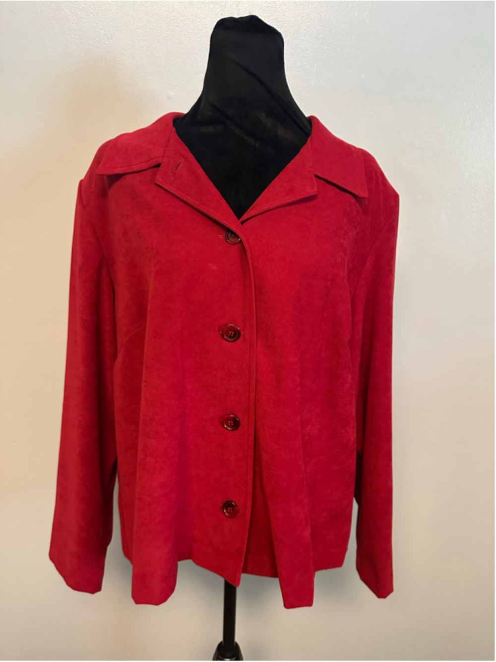 Briggs New York Red Suede Blazer Jacket Womens Size 1X XL